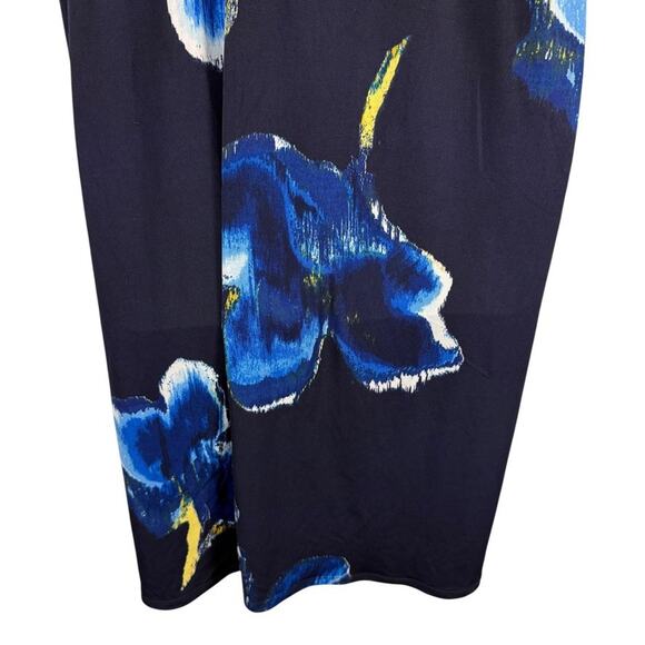 INC International Concepts Navy Floral Jersey Knit V-Neck Short Sleeve Dress 2X - Picture 11 of 16